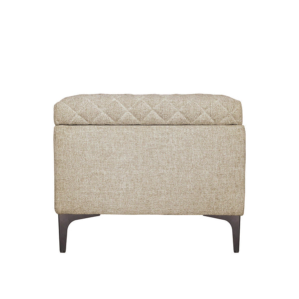 Lh Imports Reece Storage Ottoman - Stylish Multi-functional Piece With Elegant Tufted Design And Hidden Storage Brown,Grey Black Metal Legs,Standard Padded Foam Cushion,100% Polyester Fabric,30,000 Rub Count Rec024-tan