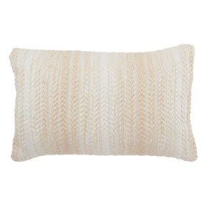 Jaipur Living Vibe by Jaipur Living Basket Weave Ombre Lumbar Pillow Indoor Outdoor Polyester Cream PLW103728