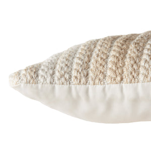Jaipur Living Vibe by Jaipur Living Ombre Basket Weave Lumbar Pillow Cover Indoor Outdoor Cream PLC102450