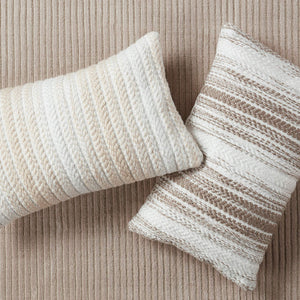 Jaipur Living Vibe by Jaipur Living Basket Weave Ombre Lumbar Pillow Indoor Outdoor Polyester Cream PLW103728