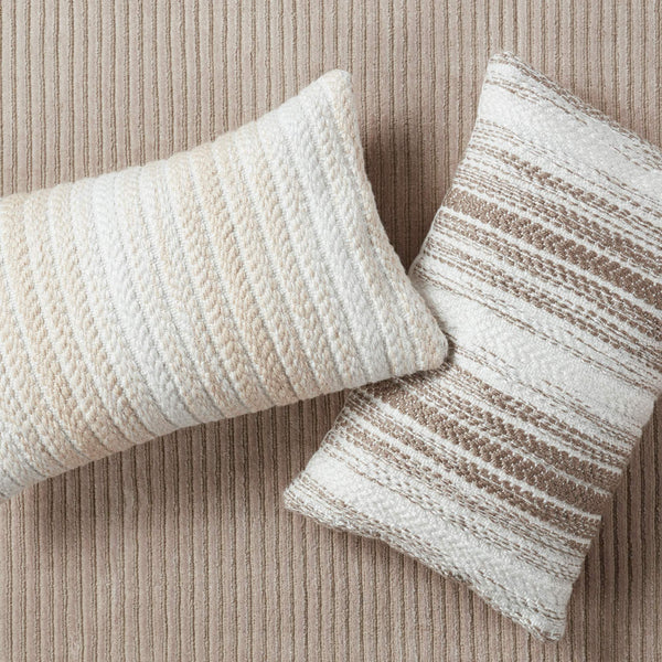 Jaipur Living Vibe by Jaipur Living Basket Weave Ombre Lumbar Pillow Indoor Outdoor Polyester Cream PLW103728