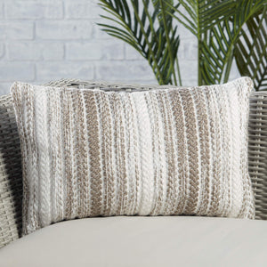 Jaipur Living Vibe by Jaipur Living Ombre Basket Weave Lumbar Pillow Cover Indoor Outdoor Gray PLC102451