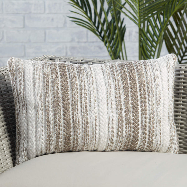 Jaipur Living Vibe by Jaipur Living Ombre Basket Weave Lumbar Pillow Cover Indoor Outdoor Gray PLC102451