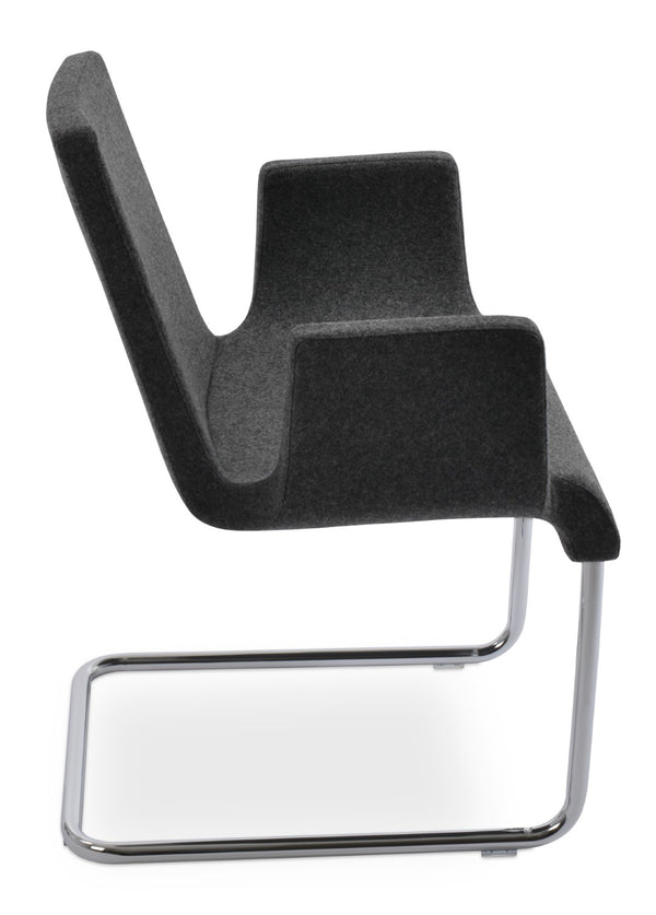 Soho Concept Reiss Arm Chair – Elegant Dining & Office Seating, Chrome Base, Italian Ppm & Camira Fabric Options Dark Grey  Soho-concept-dining-chair-05732