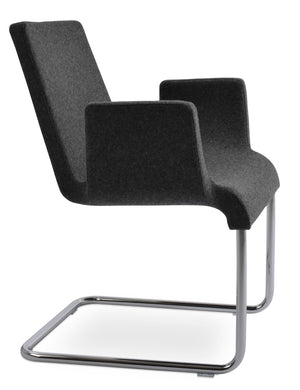 Soho Concept Reiss Arm Chair – Elegant Dining & Office Seating, Chrome Base, Italian Ppm & Camira Fabric Options Dark Grey  Soho-concept-dining-chair-05732