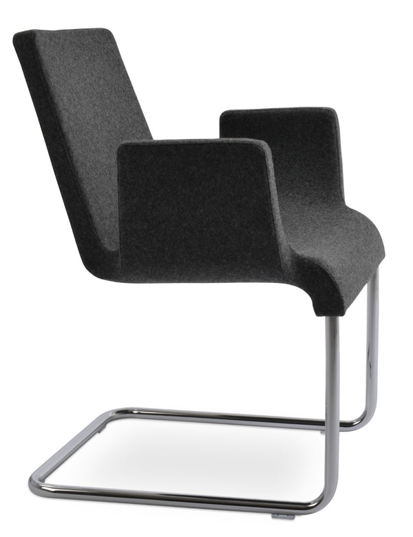 Soho Concept Reiss Arm Chair – Elegant Dining & Office Seating, Chrome Base, Italian Ppm & Camira Fabric Options Dark Grey  Soho-concept-dining-chair-05732
