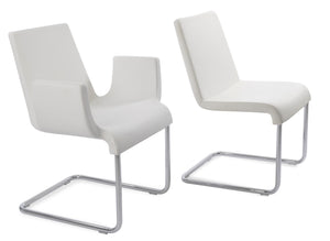 Soho Concept Reiss Chair - Modern Chrome Base Dining Chair With Italian Ppm & Camira Fabric, 5-10 Year Warranty White  Soho-concept-dining-chair-05738