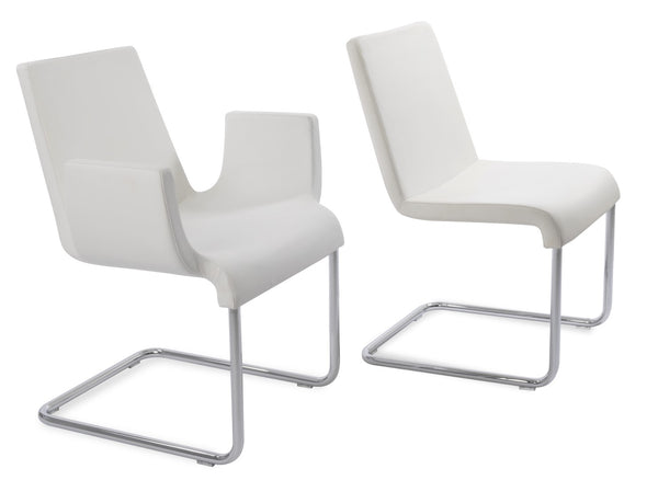 Soho Concept Reiss Chair - Modern Chrome Base Dining Chair With Italian Ppm & Camira Fabric, 5-10 Year Warranty White  Soho-concept-dining-chair-05738