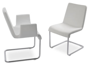 Soho Concept Reiss Chair - Modern Chrome Base Dining Chair With Italian Ppm & Camira Fabric, 5-10 Year Warranty White  Soho-concept-dining-chair-05739