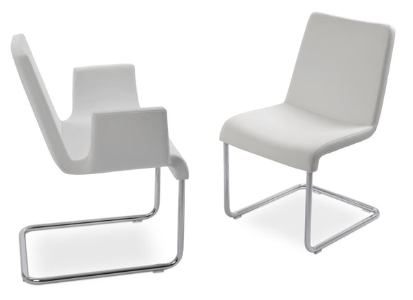 Soho Concept Reiss Chair - Modern Chrome Base Dining Chair With Italian Ppm & Camira Fabric, 5-10 Year Warranty White  Soho-concept-dining-chair-05739