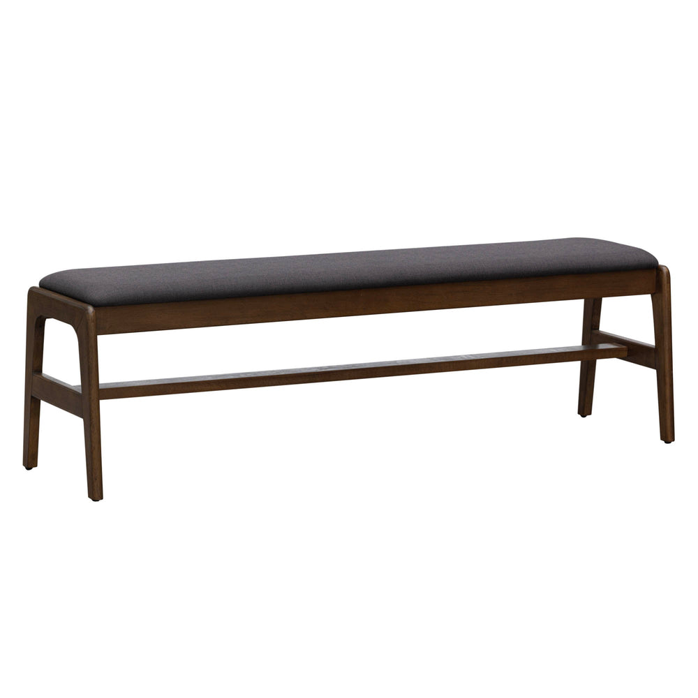 Lh Imports Remix Upholstered Bench - Stylish Mid-century Modern Design For Dining Or Entryway Decor Brown,Grey Polyester,Acacia,Beech Wood,Rubber Wood Rem017-gr