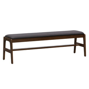 Lh Imports Remix Upholstered Bench - Stylish Mid-century Modern Design For Dining Or Entryway Decor Brown,Grey Polyester,Acacia,Beech Wood,Rubber Wood Rem017-gr