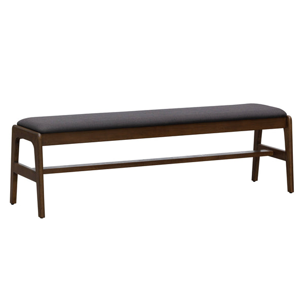 Lh Imports Remix Upholstered Bench - Stylish Mid-century Modern Design For Dining Or Entryway Decor Brown,Grey Polyester,Acacia,Beech Wood,Rubber Wood Rem017-gr