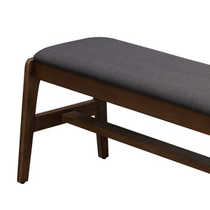 Lh Imports Remix Upholstered Bench - Stylish Mid-century Modern Design For Dining Or Entryway Decor Brown,Grey Polyester,Acacia,Beech Wood,Rubber Wood Rem017-gr