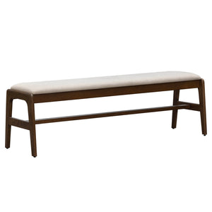 Lh Imports Remix Upholstered Bench - Stylish Mid-century Modern Design For Dining Or Entryway Decor Brown Cotton,Linen,Acacia,Beech Wood,Rubber Wood Rem017-ln