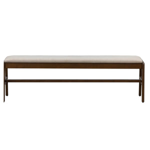 Lh Imports Remix Upholstered Bench - Stylish Mid-century Modern Design For Dining Or Entryway Decor Brown Cotton,Linen,Acacia,Beech Wood,Rubber Wood Rem017-ln