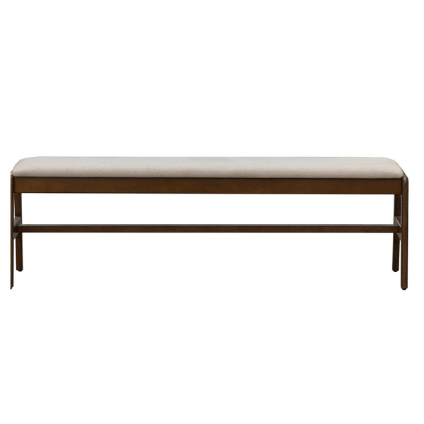 Lh Imports Remix Upholstered Bench - Stylish Mid-century Modern Design For Dining Or Entryway Decor Brown Cotton,Linen,Acacia,Beech Wood,Rubber Wood Rem017-ln