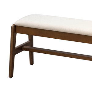 Lh Imports Remix Upholstered Bench - Stylish Mid-century Modern Design For Dining Or Entryway Decor Brown Cotton,Linen,Acacia,Beech Wood,Rubber Wood Rem017-ln