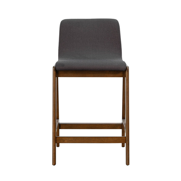 Lh Imports Remix Counter Stool - Stylish Solid Rubber Design With Removable Frame For Chic Home Decor Grey,Brown 100% Polyester,Solid Rubber Wood,Lvl Rem026-gr