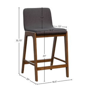 Lh Imports Remix Counter Stool - Stylish Solid Rubber Design With Removable Frame For Chic Home Decor Grey,Brown 100% Polyester,Solid Rubber Wood,Lvl Rem026-gr