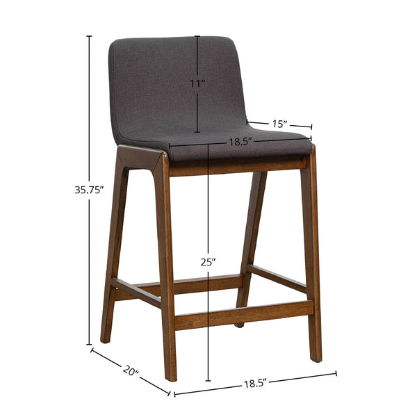 Lh Imports Remix Counter Stool - Stylish Solid Rubber Design With Removable Frame For Chic Home Decor Grey,Brown 100% Polyester,Solid Rubber Wood,Lvl Rem026-gr