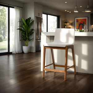 Lh Imports Remix Counter Stool - Stylish Solid Rubber Design With Removable Frame For Chic Home Decor Beige,Brown 100% Polyester,Solid Rubber Wood,Lvl Rem026-ln