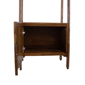 Lh Imports Remix 1 Door Bookcase - Stylish Acacia Wood Storage Solution With 4 Open Shelves For Modern Living Brown Solid Acacia,Mdf Carb P2,Acacia Veneer,Solid Hardwood Rem019s