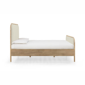 TOV Furniture Hatia Basketweave Panel Bed - Elegant Upholstered Design with Timeless Spindle-Style Wood Framing Natural / Queen REN-B11210-10-11