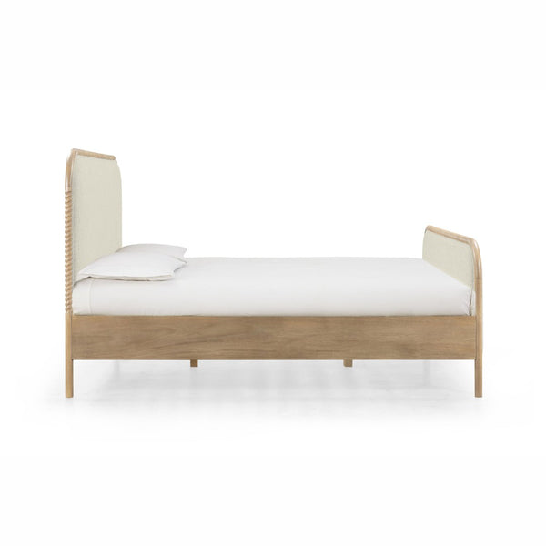 TOV Furniture Hatia Basketweave Panel Bed - Elegant Upholstered Design with Timeless Spindle-Style Wood Framing Natural / Queen REN-B11210-10-11