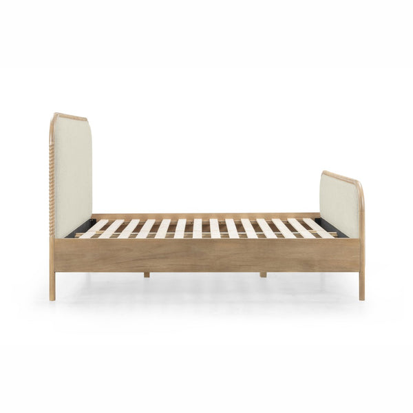 TOV Furniture Hatia Basketweave Panel Bed - Elegant Upholstered Design with Timeless Spindle-Style Wood Framing Natural / Queen REN-B11210-10-11