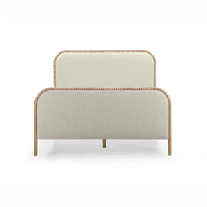 TOV Furniture Hatia Basketweave Panel Bed - Elegant Upholstered Design with Timeless Spindle-Style Wood Framing Natural / Queen REN-B11210-10-11