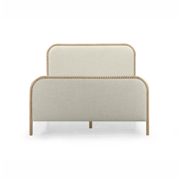 TOV Furniture Hatia Basketweave Panel Bed - Elegant Upholstered Design with Timeless Spindle-Style Wood Framing Natural / Queen REN-B11210-10-11