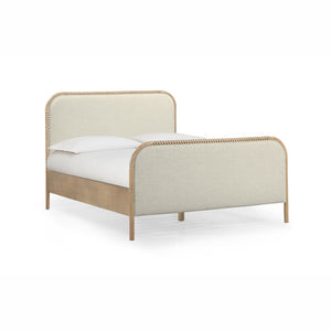 TOV Furniture Hatia Basketweave Panel Bed - Elegant Upholstered Design with Timeless Spindle-Style Wood Framing Natural / Queen REN-B11210-10-11