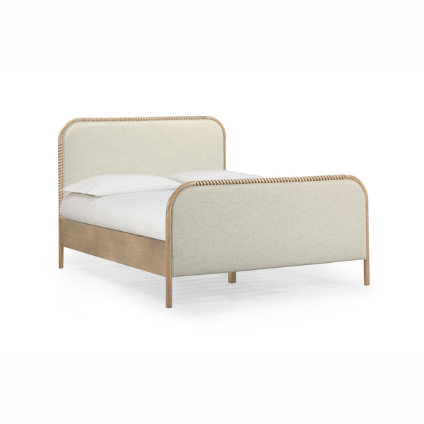 TOV Furniture Hatia Basketweave Panel Bed - Elegant Upholstered Design with Timeless Spindle-Style Wood Framing Natural / Queen REN-B11210-10-11