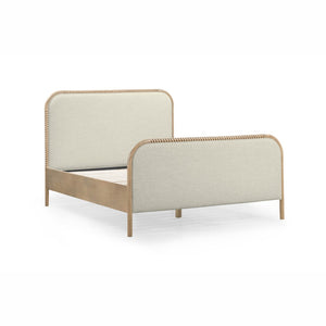 TOV Furniture Hatia Basketweave Panel Bed - Elegant Upholstered Design with Timeless Spindle-Style Wood Framing Natural / Queen REN-B11210-10-11