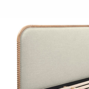 TOV Furniture Hatia Basketweave Panel Bed - Elegant Upholstered Design with Timeless Spindle-Style Wood Framing Natural / Queen REN-B11210-10-11