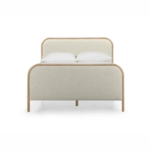 TOV Furniture Hatia Basketweave Panel Bed - Elegant Upholstered Design with Timeless Spindle-Style Wood Framing Natural / Queen REN-B11210-10-11