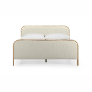 TOV Furniture Hatia Basketweave Panel Bed - Elegant Upholstered Design with Timeless Spindle-Style Wood Framing Natural / King REN-B11210-20-21