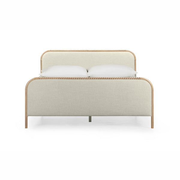 TOV Furniture Hatia Basketweave Panel Bed - Elegant Upholstered Design with Timeless Spindle-Style Wood Framing Natural / King REN-B11210-20-21