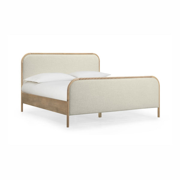 TOV Furniture Hatia Basketweave Panel Bed - Elegant Upholstered Design with Timeless Spindle-Style Wood Framing Natural / King REN-B11210-20-21
