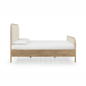 TOV Furniture Hatia Basketweave Panel Bed - Elegant Upholstered Design with Timeless Spindle-Style Wood Framing Natural / King REN-B11210-20-21
