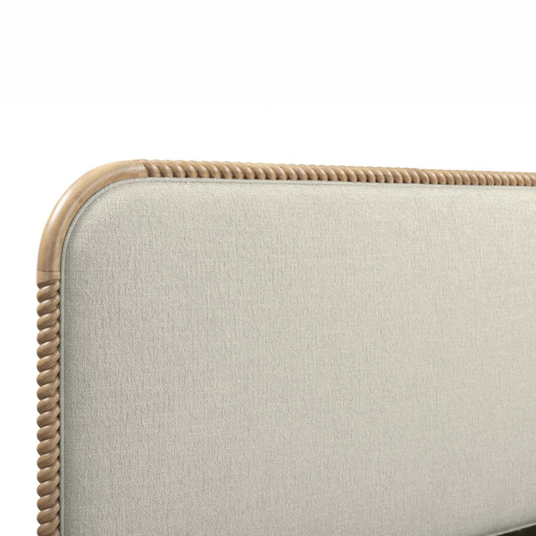 TOV Furniture Hatia Basketweave Panel Bed - Elegant Upholstered Design with Timeless Spindle-Style Wood Framing Natural / King REN-B11210-20-21