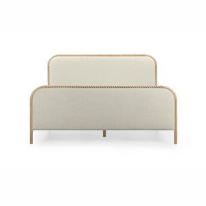 TOV Furniture Hatia Basketweave Panel Bed - Elegant Upholstered Design with Timeless Spindle-Style Wood Framing Natural / King REN-B11210-20-21