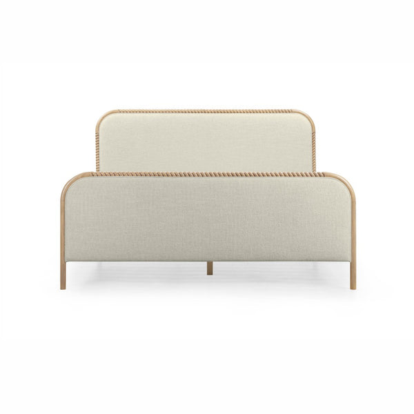 TOV Furniture Hatia Basketweave Panel Bed - Elegant Upholstered Design with Timeless Spindle-Style Wood Framing Natural / King REN-B11210-20-21