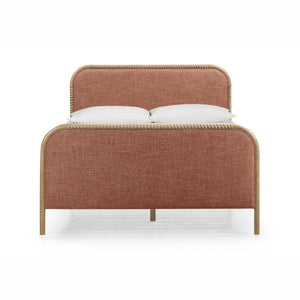 TOV Furniture Hatia Basketweave Panel Bed - Elegant Upholstered Design with Timeless Spindle-Style Wood Framing Sienna Red / Queen REN-B11220-10-11