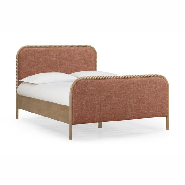 TOV Furniture Hatia Basketweave Panel Bed - Elegant Upholstered Design with Timeless Spindle-Style Wood Framing Sienna Red / Queen REN-B11220-10-11