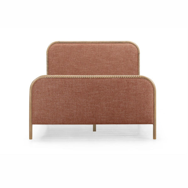 TOV Furniture Hatia Basketweave Panel Bed - Elegant Upholstered Design with Timeless Spindle-Style Wood Framing Sienna Red / Queen REN-B11220-10-11