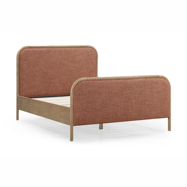 TOV Furniture Hatia Basketweave Panel Bed - Elegant Upholstered Design with Timeless Spindle-Style Wood Framing Sienna Red / Queen REN-B11220-10-11