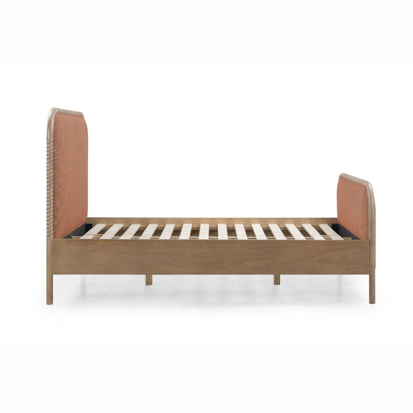 TOV Furniture Hatia Basketweave Panel Bed - Elegant Upholstered Design with Timeless Spindle-Style Wood Framing Sienna Red / Queen REN-B11220-10-11