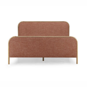 TOV Furniture Hatia Basketweave Panel Bed - Elegant Upholstered Design with Timeless Spindle-Style Wood Framing Sienna Red / King REN-B11220-20-21
